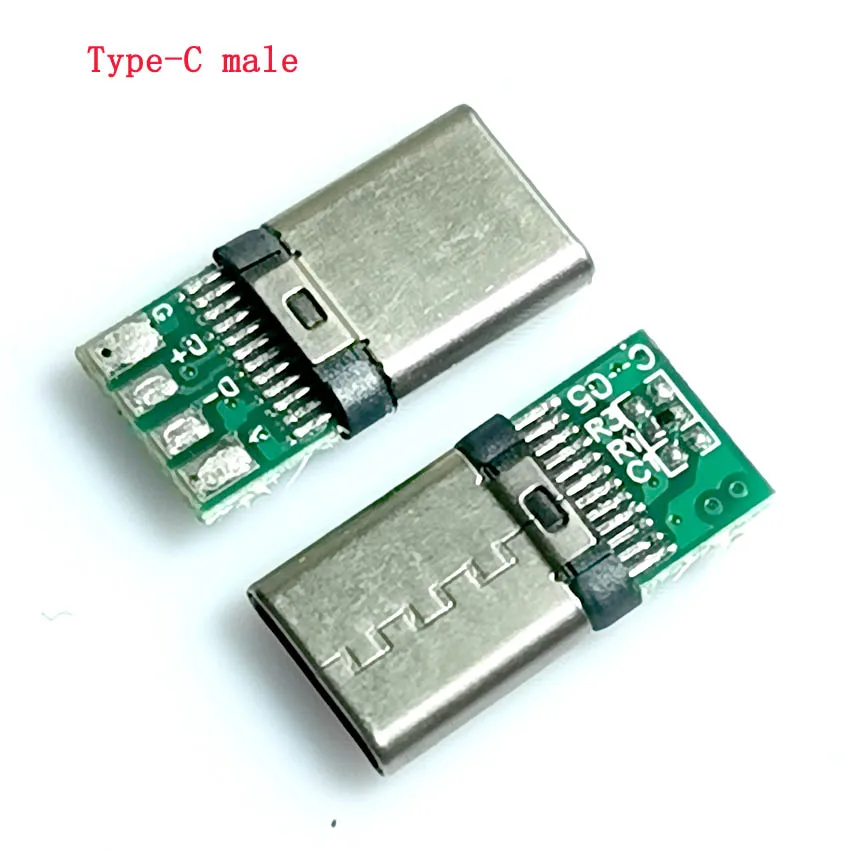 1-20PCS Super quick-charging type-c male 24pin over-5A flash-charging stretched shell solder joint pad connector