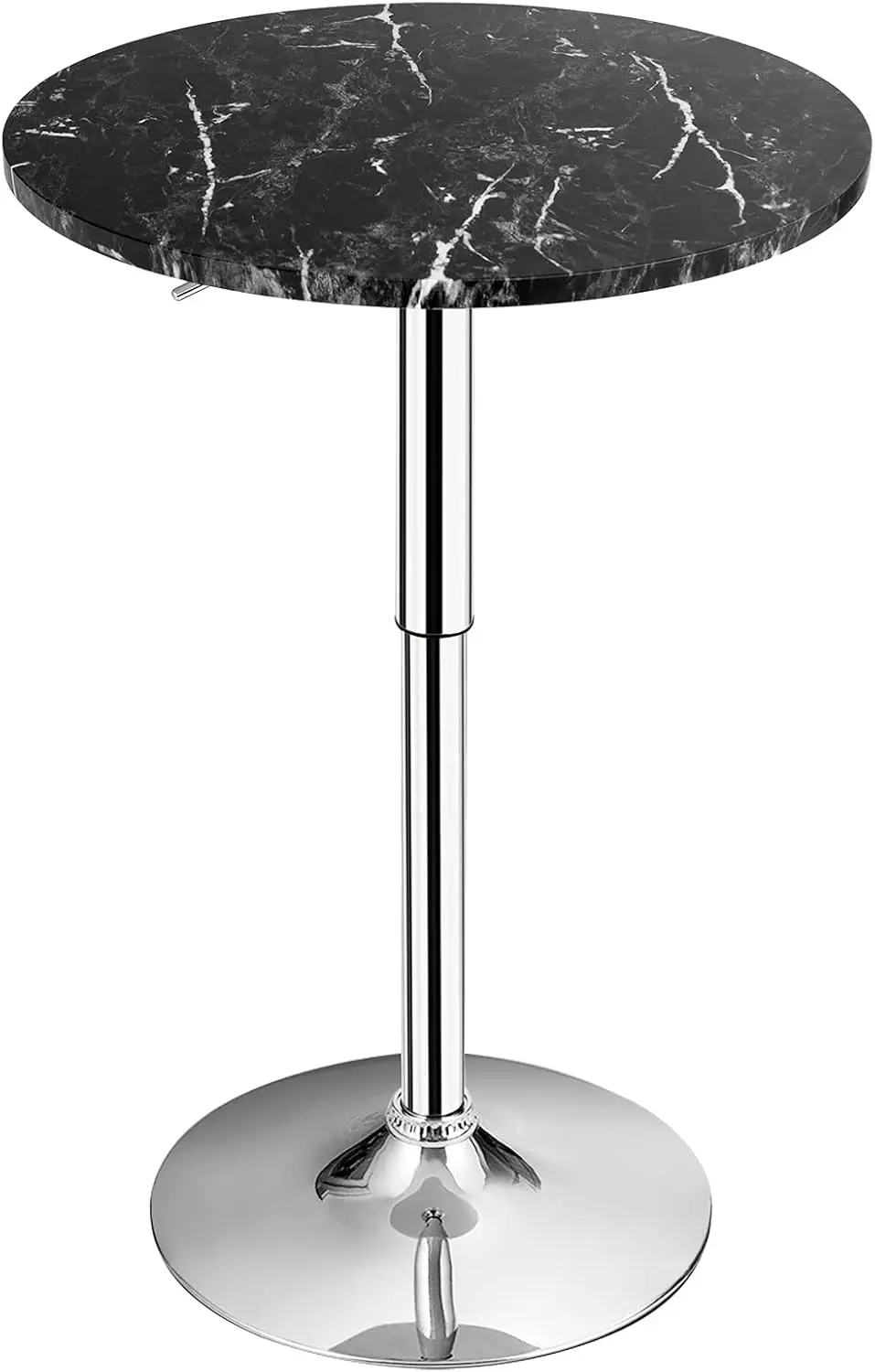 

Round Pub Table Height Adjustable, 360° Swivel Cocktail Pub Table With Sliver Leg And Base For Home, Bar Table(1, Black)