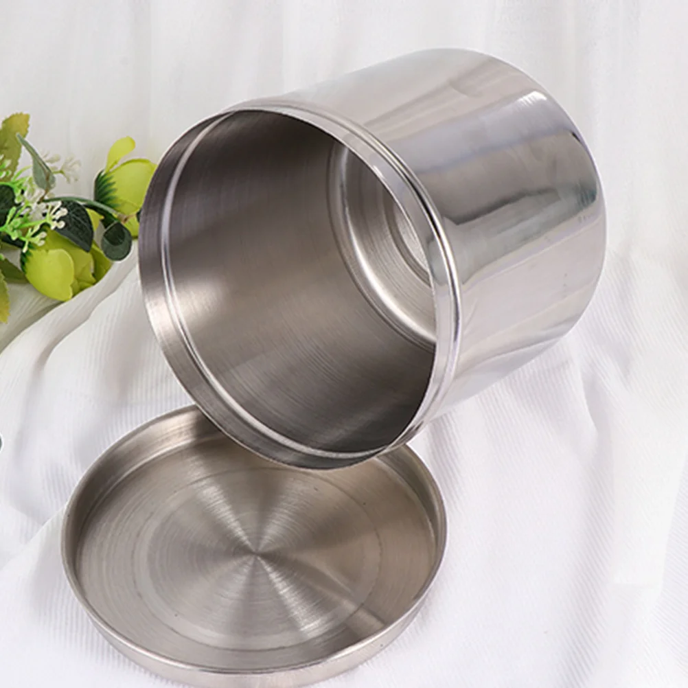 

2Pcs Stainless Steel Cotton Ball Holder Sterilization Jar Durable Dressing Container Lightweight Storage Box for Clinic Beauty