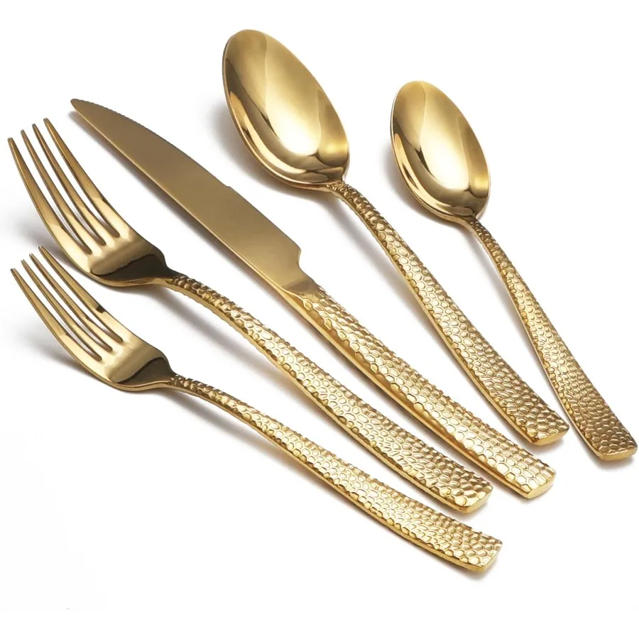 

Набор столовых приборов из нержавеющей стали с золотым кованым покрытием, 20 предметов, набор столовых приборов из нержавеющей стали для 4 пищевых столовых приборов, набор столовых приборов для домашнего ресторана Mi