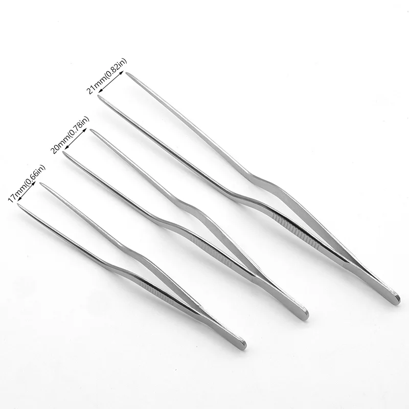 1PC Tweezers Atraumatic Forceps Angled Clamp Stainless Steel Tweezers Tool 14cm/16cm/20cm