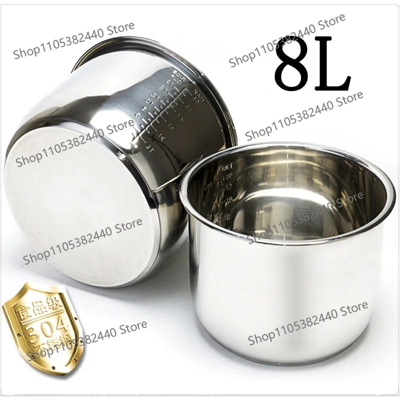 For 0.8mm Stainless Steel Inner Pot, 304 Food Grade Replacement for Electric Pressure Cooker 5/6/8L