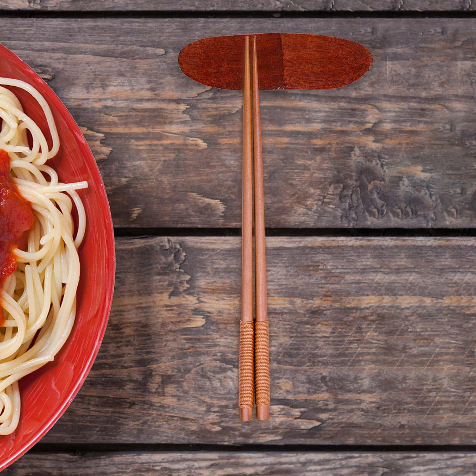 

8Pcs Wooden Chopstick Rest Set Natural Nanmu Material Rustic Double Holder for Chopsticks Spoons Forks Family Restaurant Meals