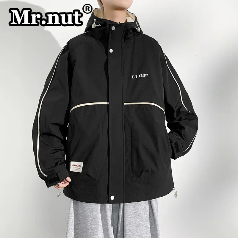 Mr.nut Waterproof Windbreak Spring Autumn Jackets Large Size L-8XL Casual Outdoor Hooded Tooling Jacket Camping Men's Clothing