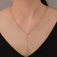 Nouveau Simple lune étoile pendentif collier ras du cou Simple couleur or alliage breloque chaîne Collares collier pour femmes bijoux de fête 5