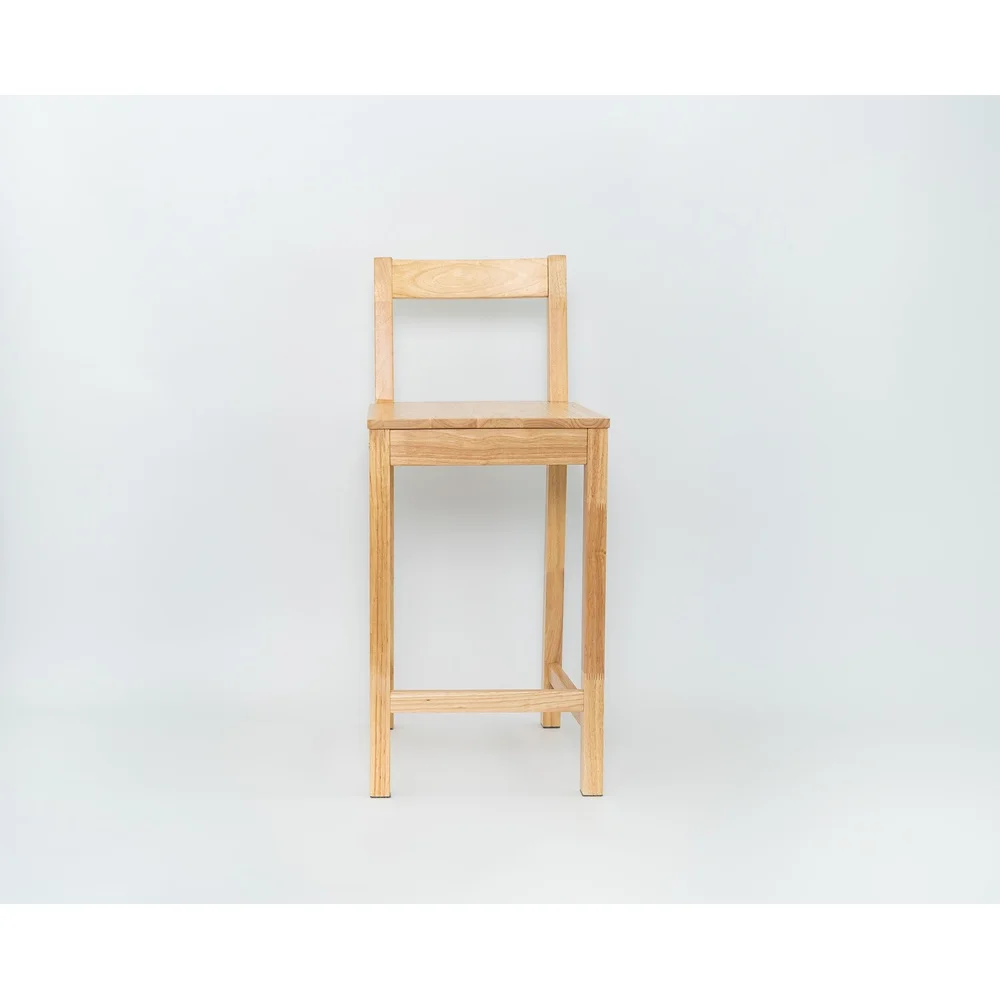 Indoor Counter Stools Set of 2 Pine Wood Backrest Bar Chairs Durable Comfortable Design Dining Kitchen Workspace