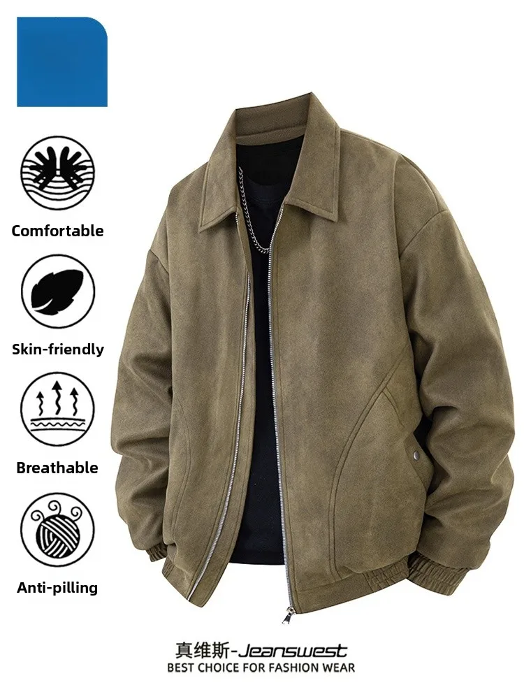 

Jeanswest мужская байкерская замшевая куртка ветрозащитная теплая куртка с откидным воротником на подкладке Fce повседневная зимняя верхняя одежда из полиэстера