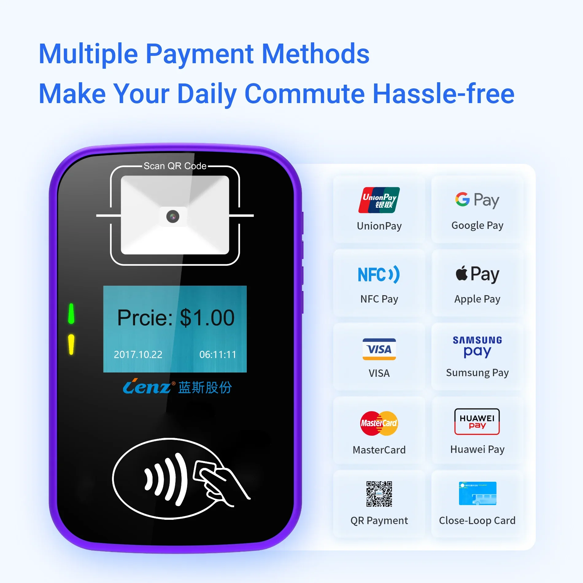 WiFi 4G Automatic Cashless Public Fare Ticket OR Code Bus Payment Machine Contactless Validator