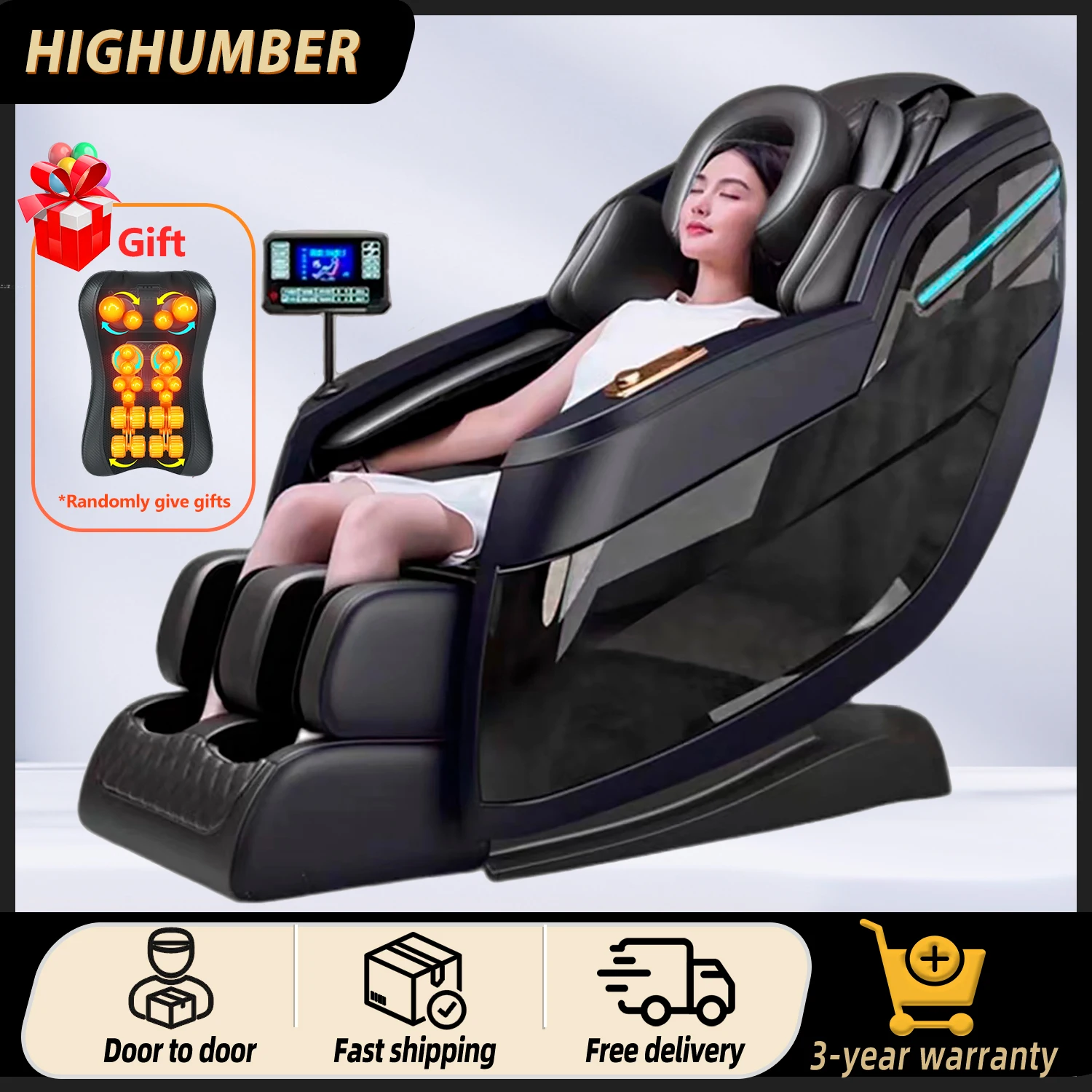 

Electric Massage Chairs Full Body Recliner Full Body Airbag 4D Zero Gravity Heat Touch Screen Bluetooth Speaker Massage Chair