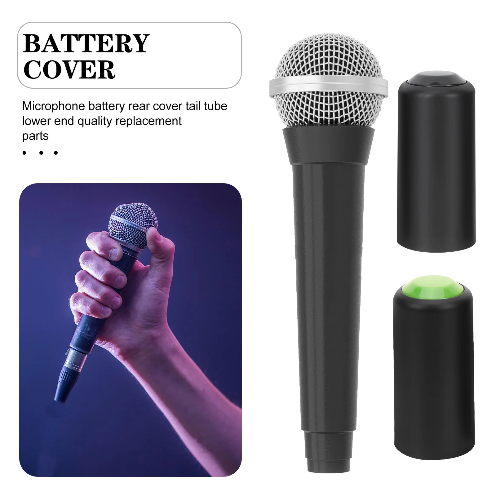 4 Pcs Wireless Mic Cap Microphone Cover Batteries Plastic Screw Caps Microfono