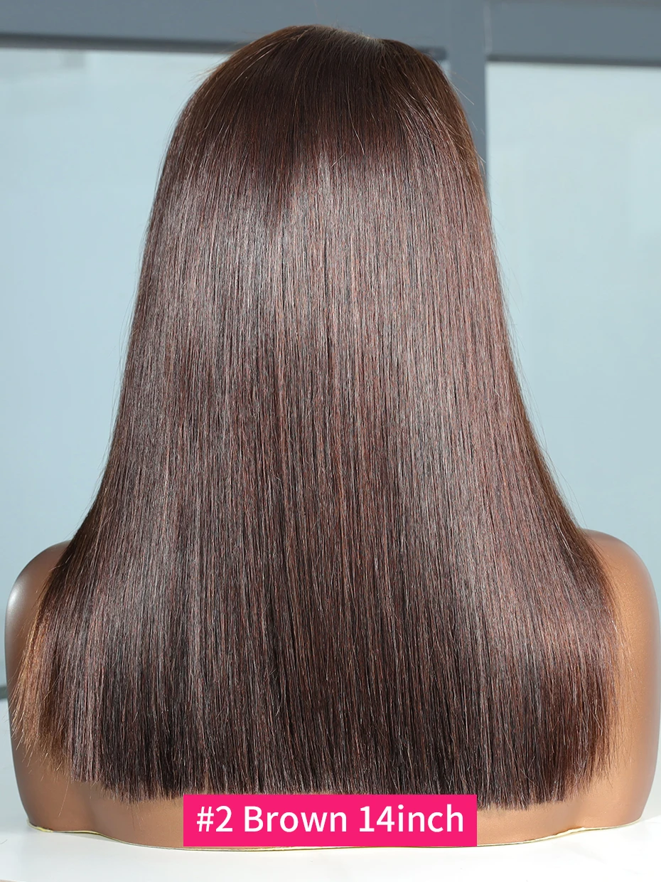 #2 Brown Raw Hair Vietnamese 250 Density 100% Human Hair Lace Frontal Wigs Straight 13x6 13x4 Bob Wig Lace Front Human Hair Wigs
