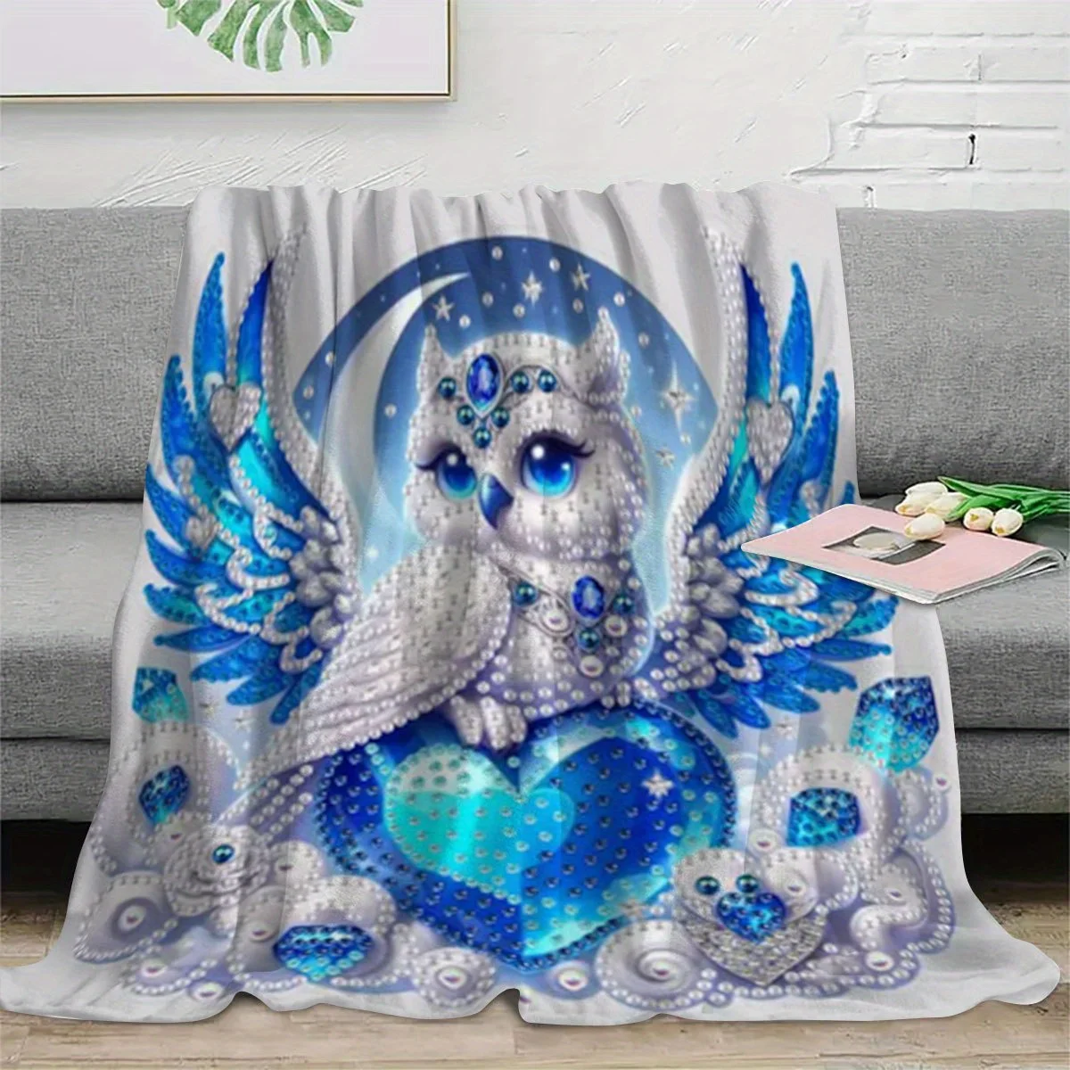 Owl Pattern Flannel Dorm Office Nap Blanket, Printed Blanket, Gift Blanket for Friends, Hot-Selling Printed Flannel Blanket, Sof