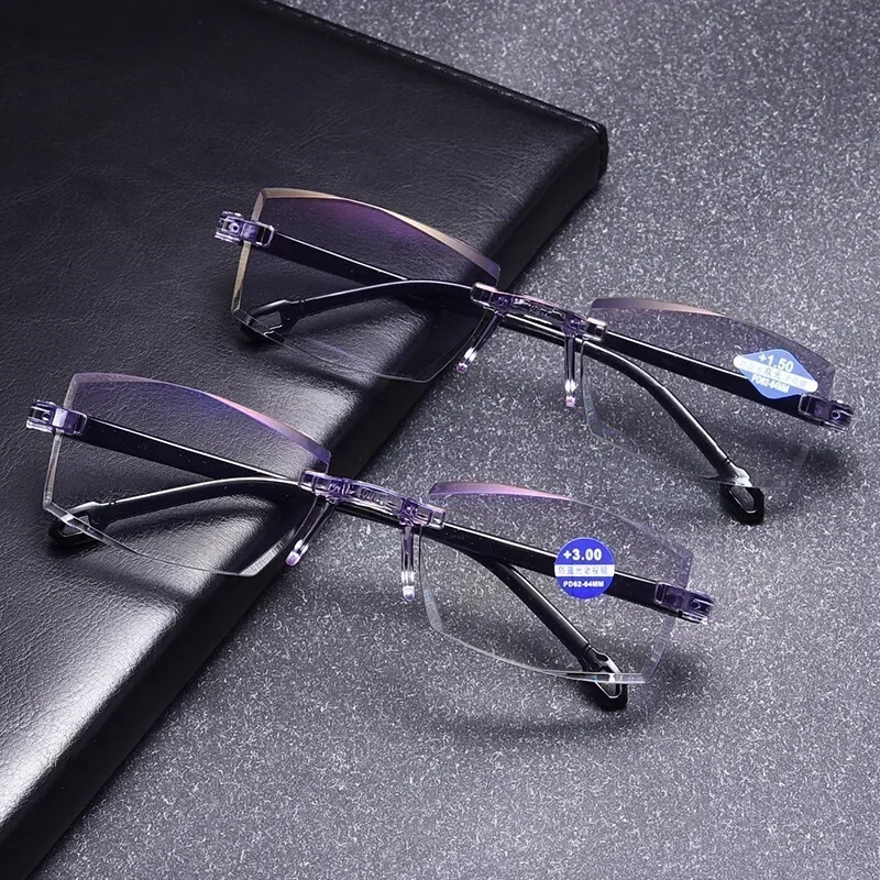 

Eyewear Sapphire High Hardness Anti-Blue Progressive Far and Near Dual-Use Reading Glasses for Men Women Blue Anti Light