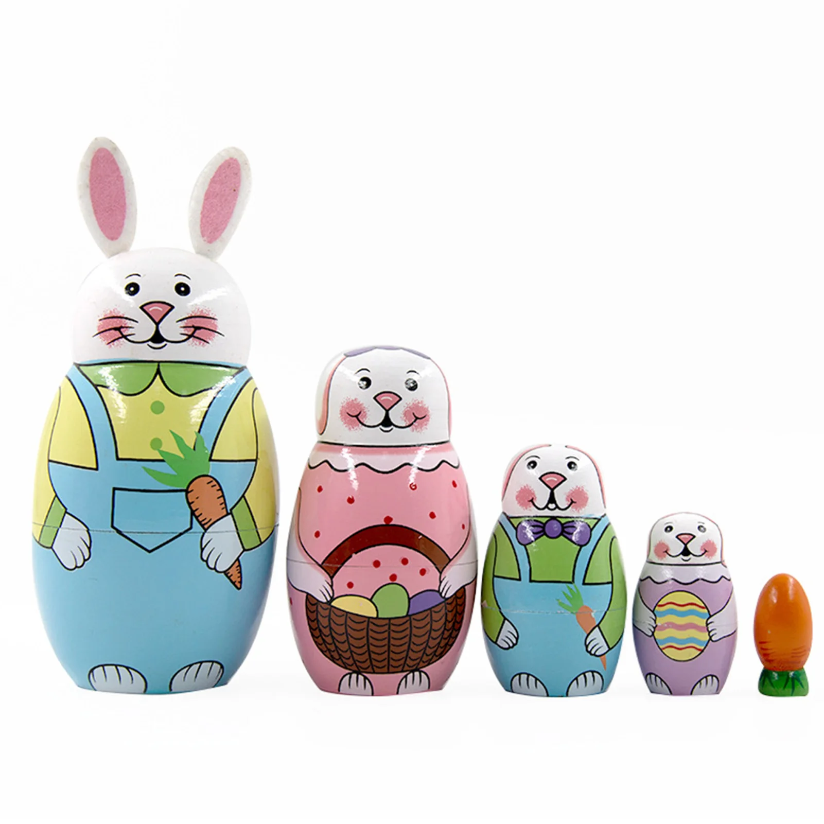 Russian Nesting Dolls Matryoshka Dolls Wooden Rabbit Bunny Nesting Dolls Set for Kids Easter Birthday Toy Gifts