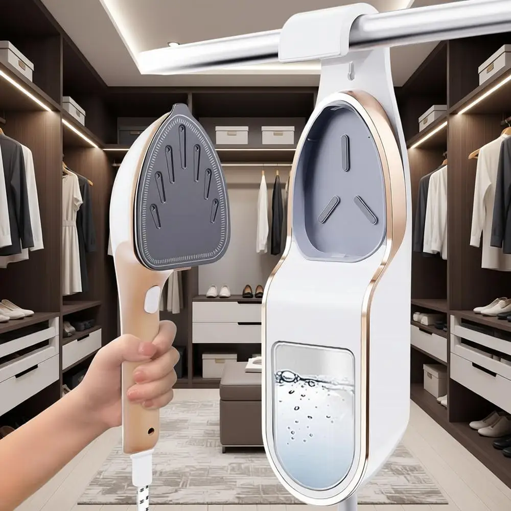 

Ручной отпариватель 1500 Вт с увеличенной подошвой, съемный резервуар 330 мл, 2-в-1: горизонтальное и вертикальное использование, удаление складок с ткани