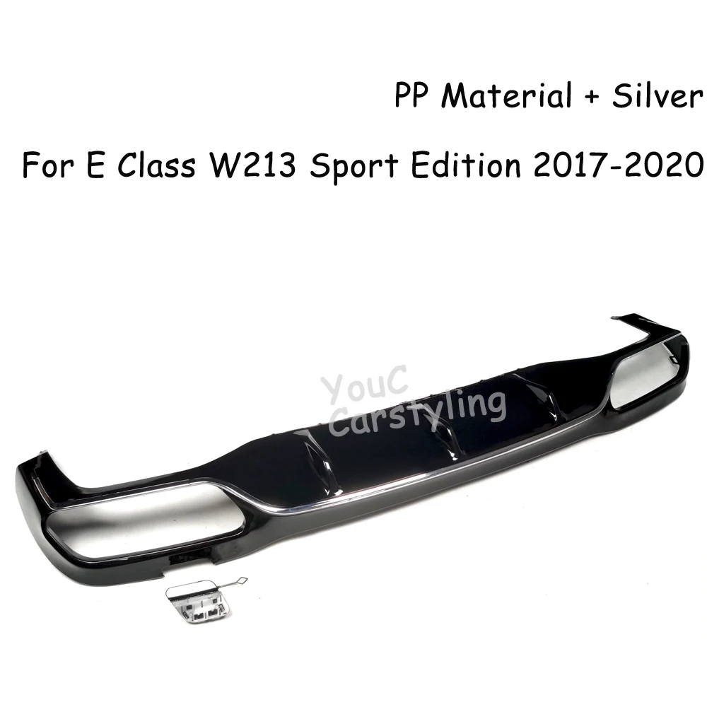 W213 E63 style Rear Bumper Diffuser 4-outlet Chrome Exhaust tips for Mercedes E Class W213 Sport Edition AMG 2017-2020