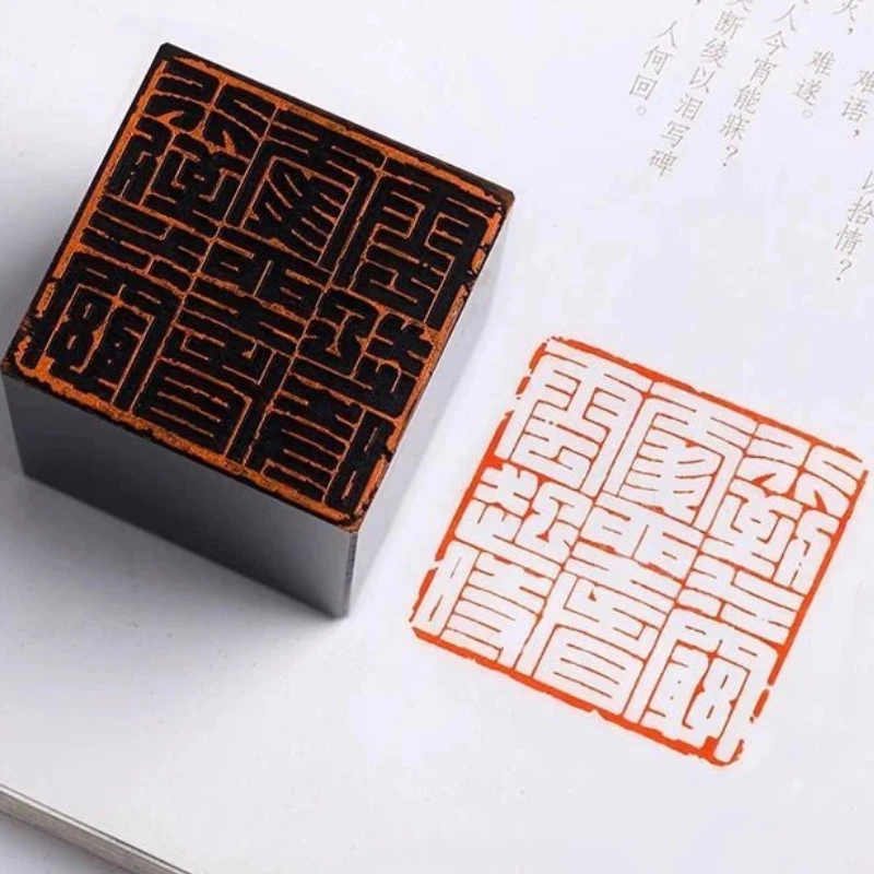Black Ox Horn Finished Seals Portable Square Cute Animals Patterns Finished Stamps Chinese Calligraphy Painting Personal Seal