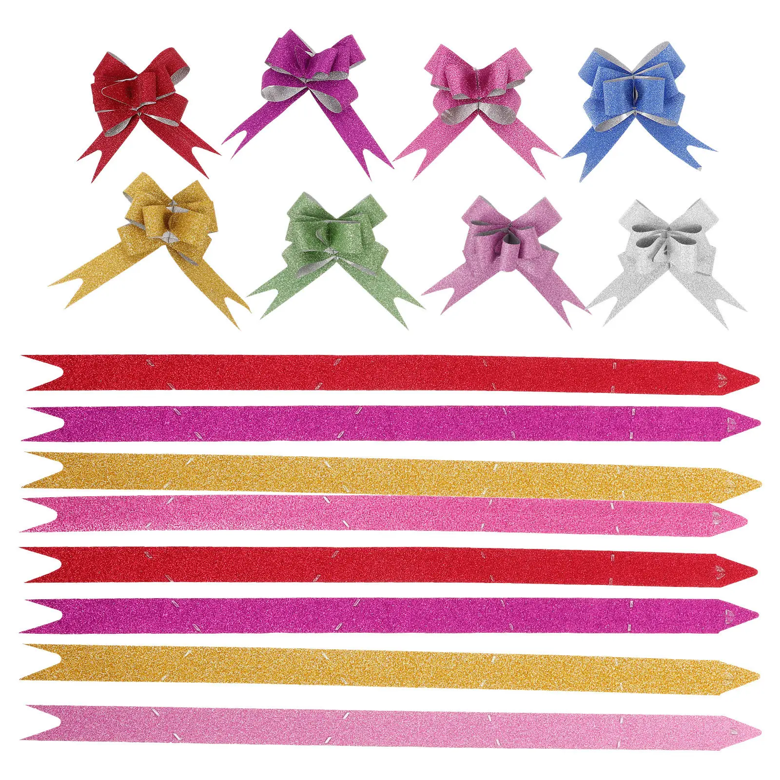 80Pcs Premium Plastic Pull Bows 8 Vibrant Colors Large Elegant Pull Bow Design for Gifts Wedding Car Ornaments Holiday Decor