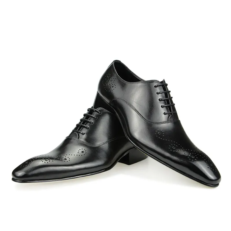 Brogue Dress Shoes Oxfords for Mens Fashion Business Casual Party Banquet Daily Retro Genuine Leather Shoe Lace-up Hand Painted