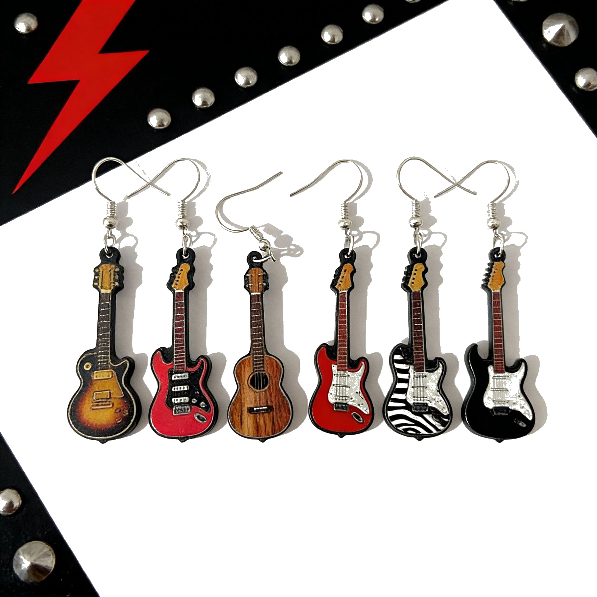 YAOLOGE Acrylic Cute Big Drop EarringsHip hop rock style guitar musician accessories l Earrings For Women Trendy Jewelry Party