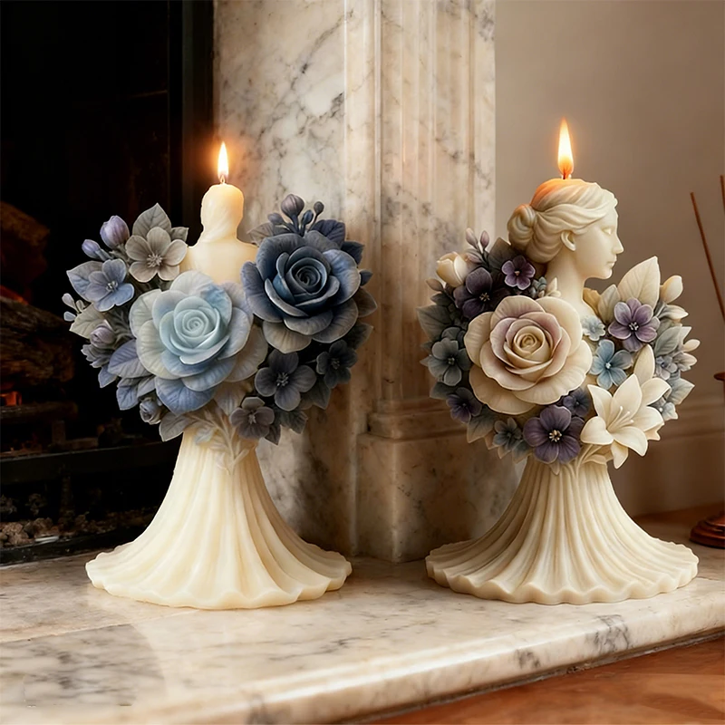 3D Rose Feast Silicone Candle Mold DIY Rose Ice Cube Soap Chocolate Cake Decoration Baking Mold Handmade Gypsum Resin Clay Made