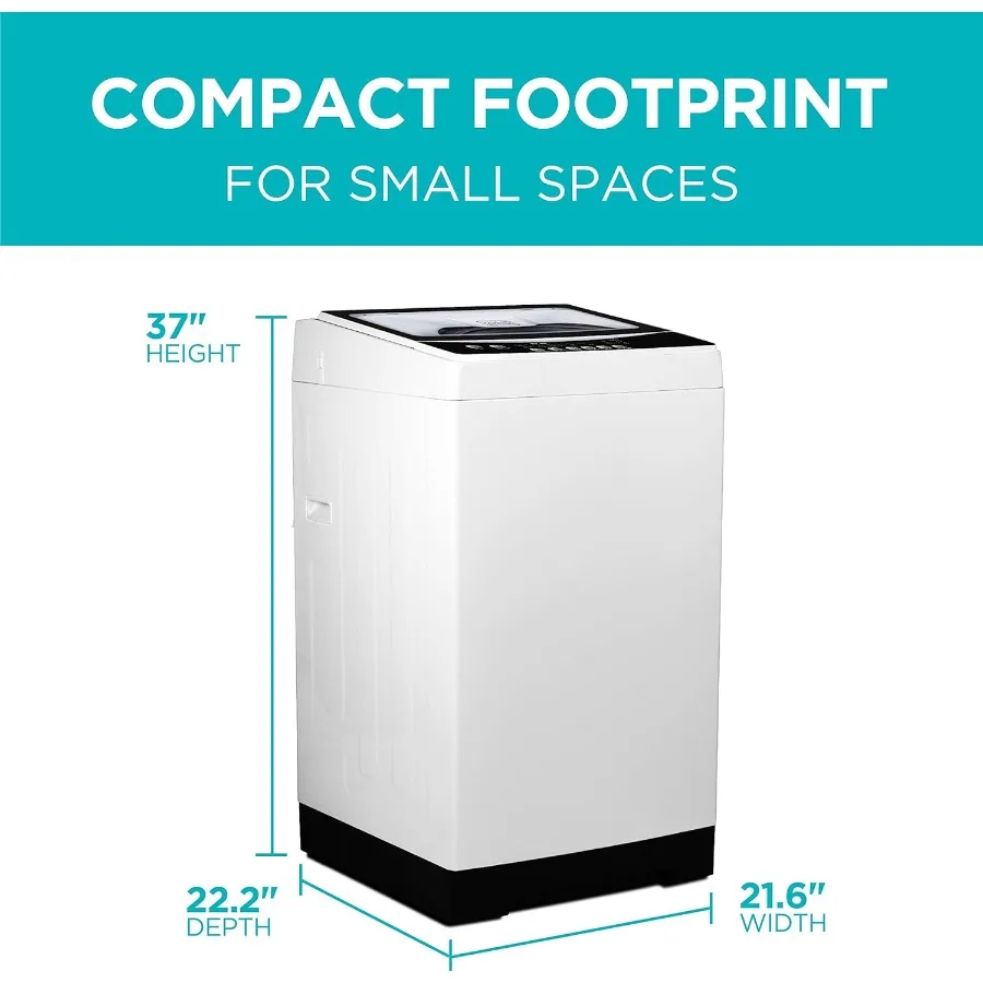 Small Portable Washer 2.0 Cu. Ft. for Household Use Transparent Lid LED Display 6 Wash Cycles Compact Design Lightweight Ideal