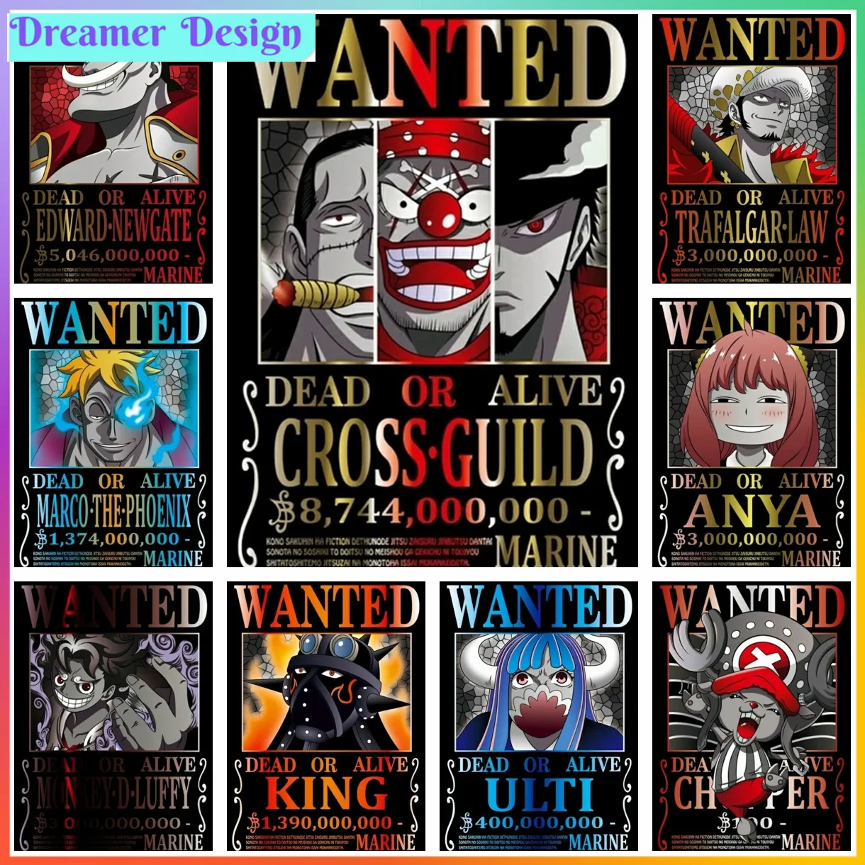 Pintura de diamantes de Anime Luffy de una pieza, bordado de mosaico de punto de cruz, decoración del hogar 5D, juego de arte DIY, rompecabezas de dibujo de lienzo para niños