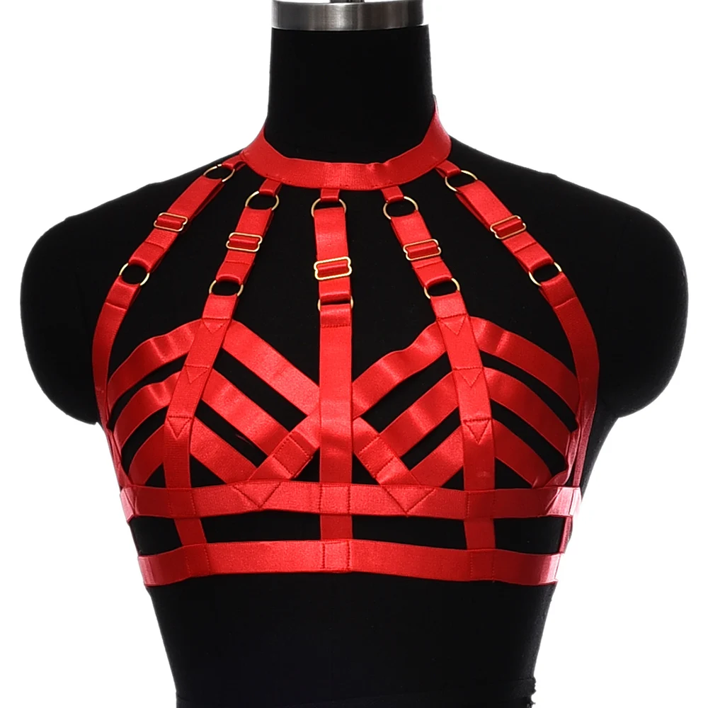 

Gothic Festival Body Harness Rave Harajuku Bondage Cage Bra Bralette Adjustable Fetish Burlesque Corset