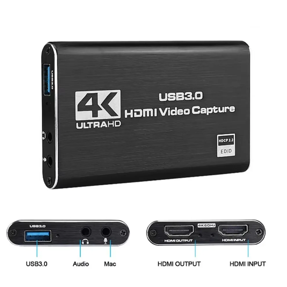 4K USB HDMI-متوافق مع بطاقة التقاط الفيديو 1080P 60 هرتز للوحة تسجيل الألعاب صندوق البث المباشر USB 3.0 المنتزع لكاميرا PS4