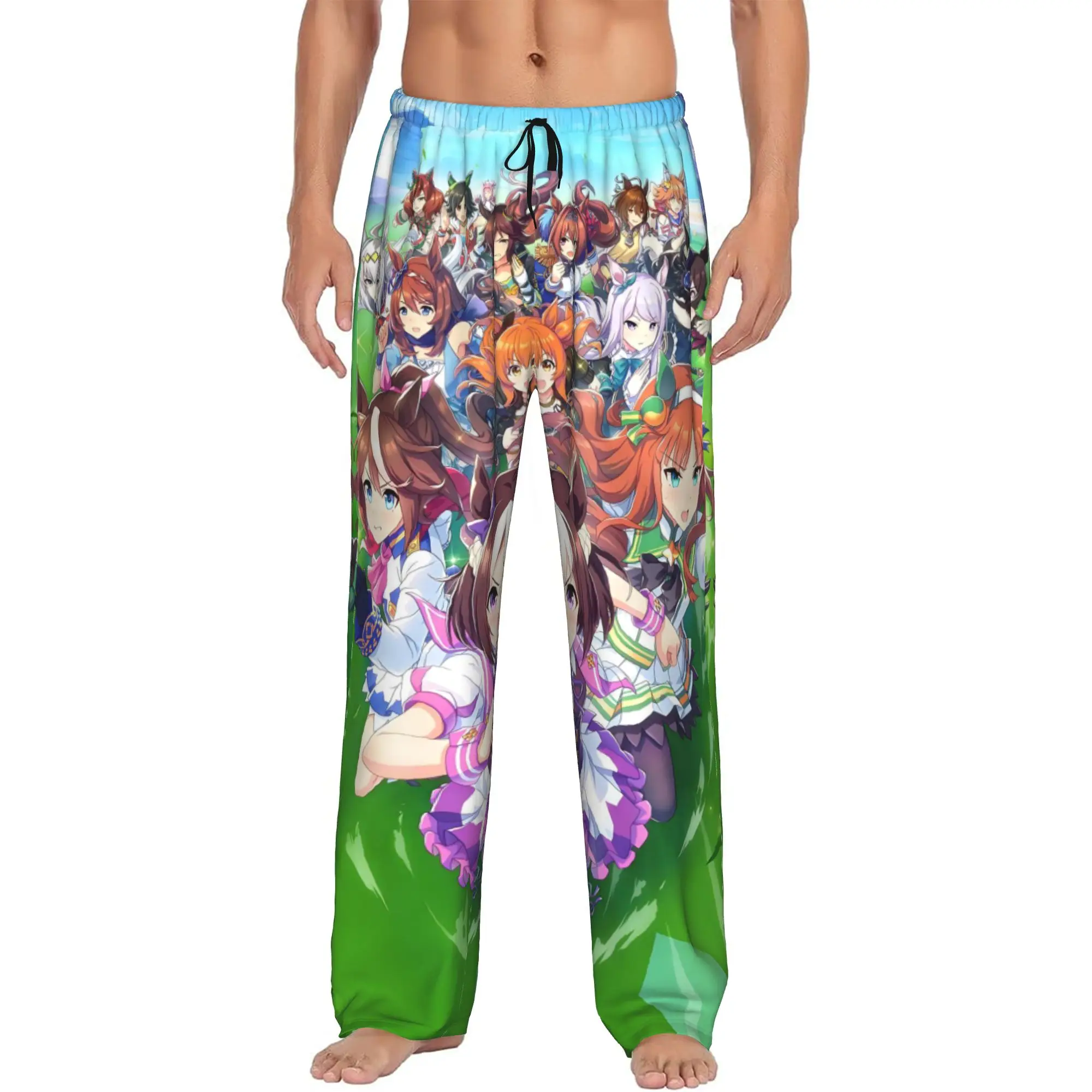 Custom Umamusume Pretty Derby Pajama Pants for Men Anime Lounge Sleep Drawstring Sleepwear Bottoms with Pockets - view 2