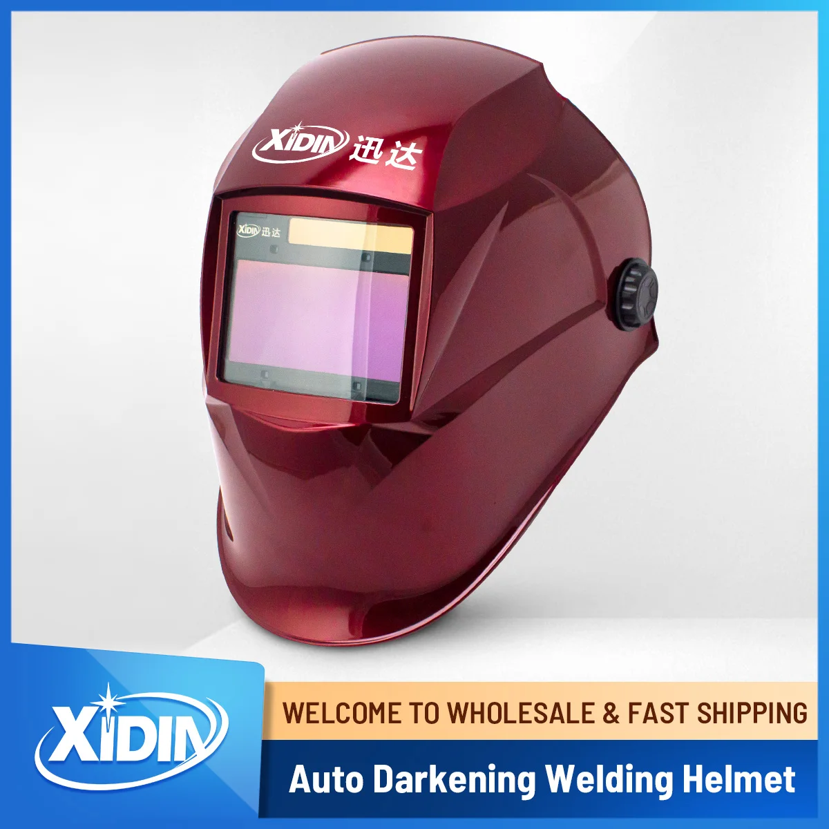 Casco per saldatura Oscuramento automatico con luce LED Copriobiettivo di ricambio Cappuccio per saldatura a colori reali con ampia vista |   A7-RED-716D-TD