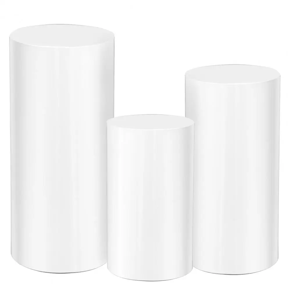 Pedestal Stand, Cylinder Pedestal Stands, White Round Cylinder Pedestal Display Plinth Pillars for Wedding Party Decor (3Pcs)