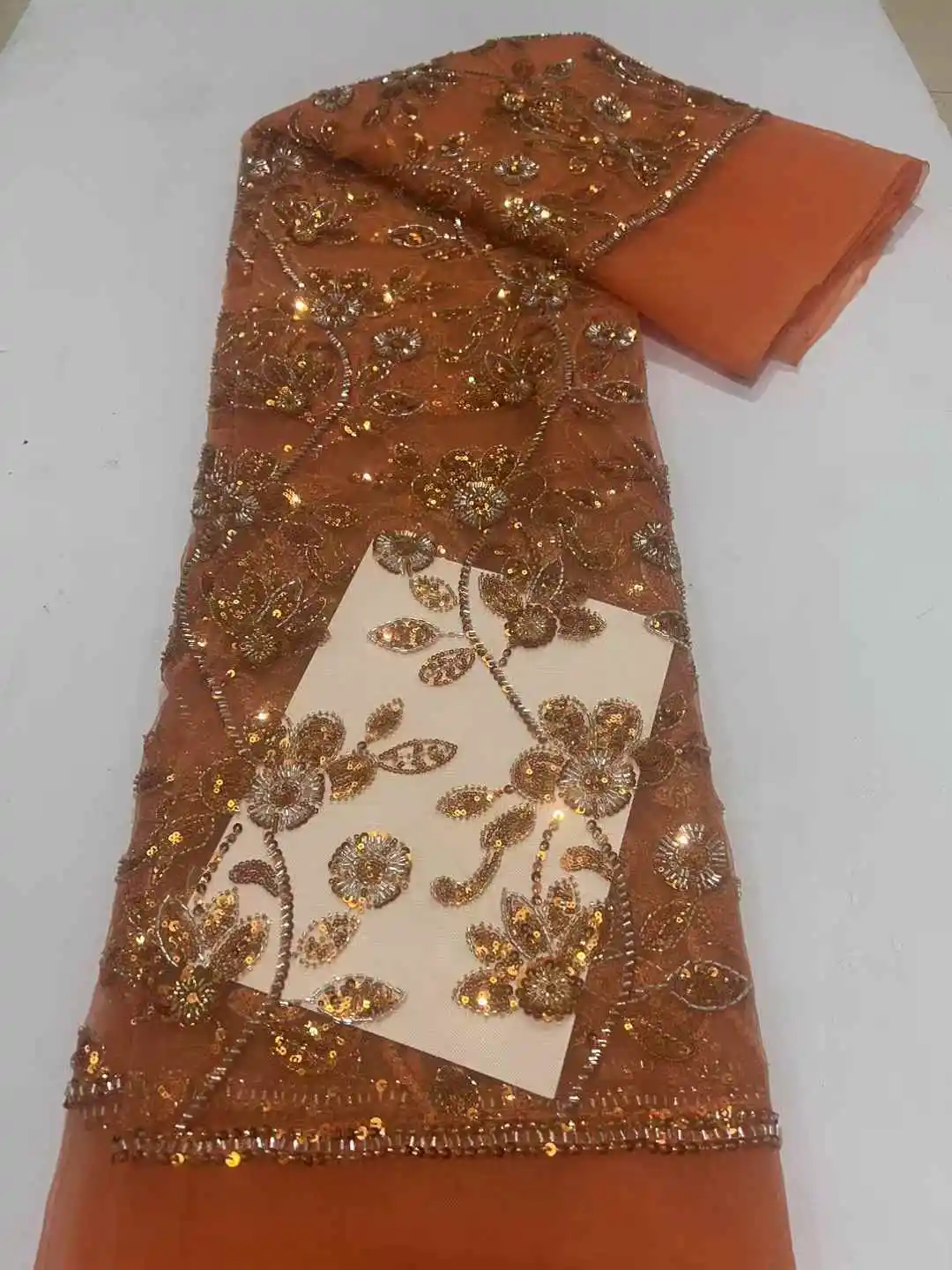 Нигерийский роскошный тюль с вышивкой бисером, кружевная ткань, французская сетка с блестками ручной работы, кружевная ткань для свадебных платьев, мода