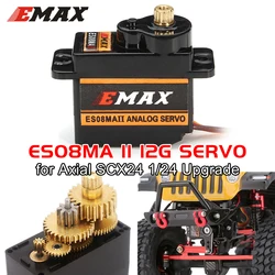 RC Servo 1/2/4Pcs Emax ES08MA II Servo Motor SCX24 Servo 12g 15T Mini Metal Gear Analog Servo for RC Car Axial SCX24 Upgrades