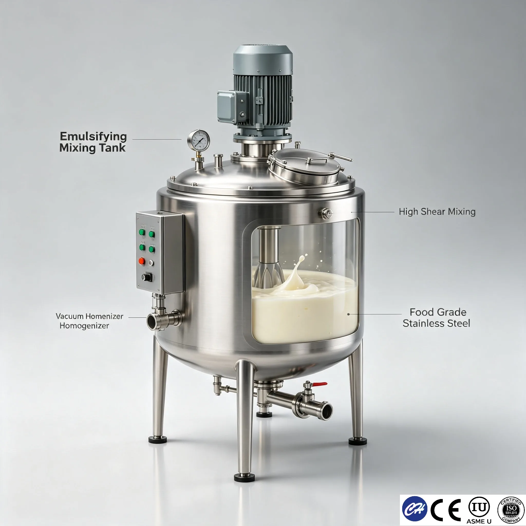 500L Emulsifying Mixing Tank Stainless Steel Vacuum Homogenizer High Shear Cream Ointment Making Equipment CE