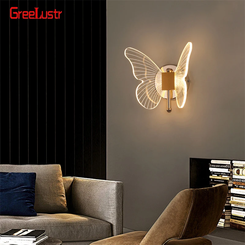 criativo interior lampada de parede borboleta parede acrilica decorativa lampada cabeceira noite led iluminacao sala estar fundo luxo 01