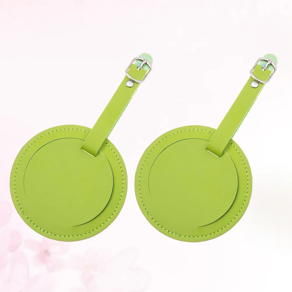 

2Pcs Bright Color Luggage Tag Round PU Id Label for Suitcase Baggage Name Holder Easy Identification Travel Essential