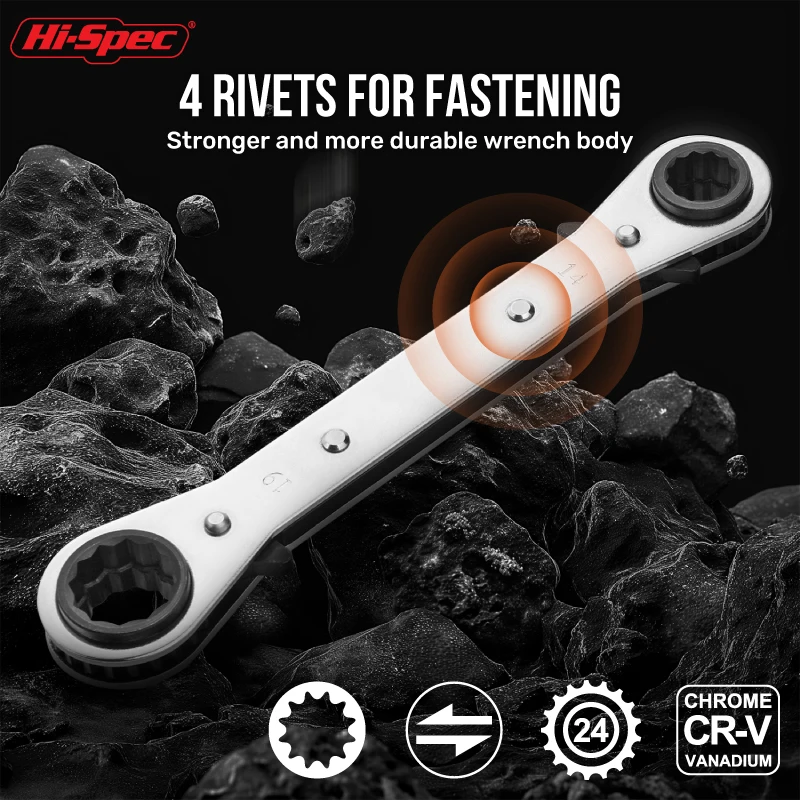 Hi-Spec  4-in-1 Ratchet Wrench 4 Head Sizes Adjustable Socket Wrench Flexible Telescopic Wrench Spanner Hand Tools Wrenches