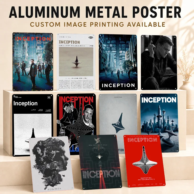 Inception Printed Posters Personalized Metal Sign Classic Storytelling Style Wall Art For Cinema Lounge Office Or Collector Gift