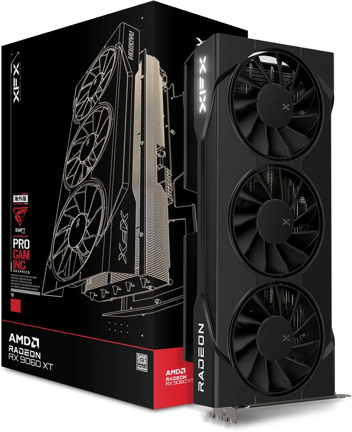 Swift AMD Radeon RX 9060 XT OC Triple Fan Gaming Edition with 16GB GDDR6 HDMI 2xDP, RDNA 4 RX-96TS316BA, Graphics Card, Compatib