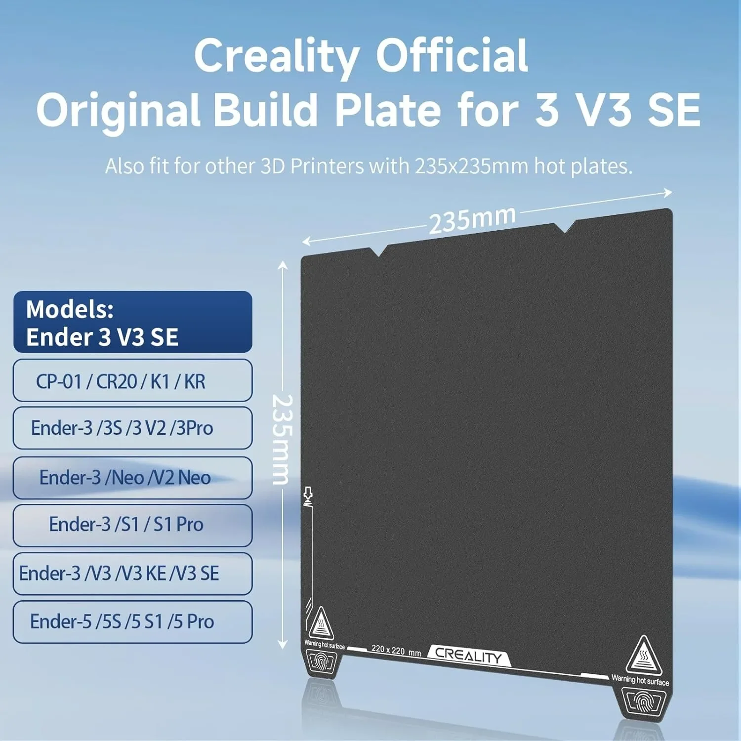 

Creality Ender-3 V3 SE Наборная пластина PEI 235x235 мм Текстурированный лист PEI Магнитная гибкая монтажная пластина из пружинной стали для Ender-3/V3 SE