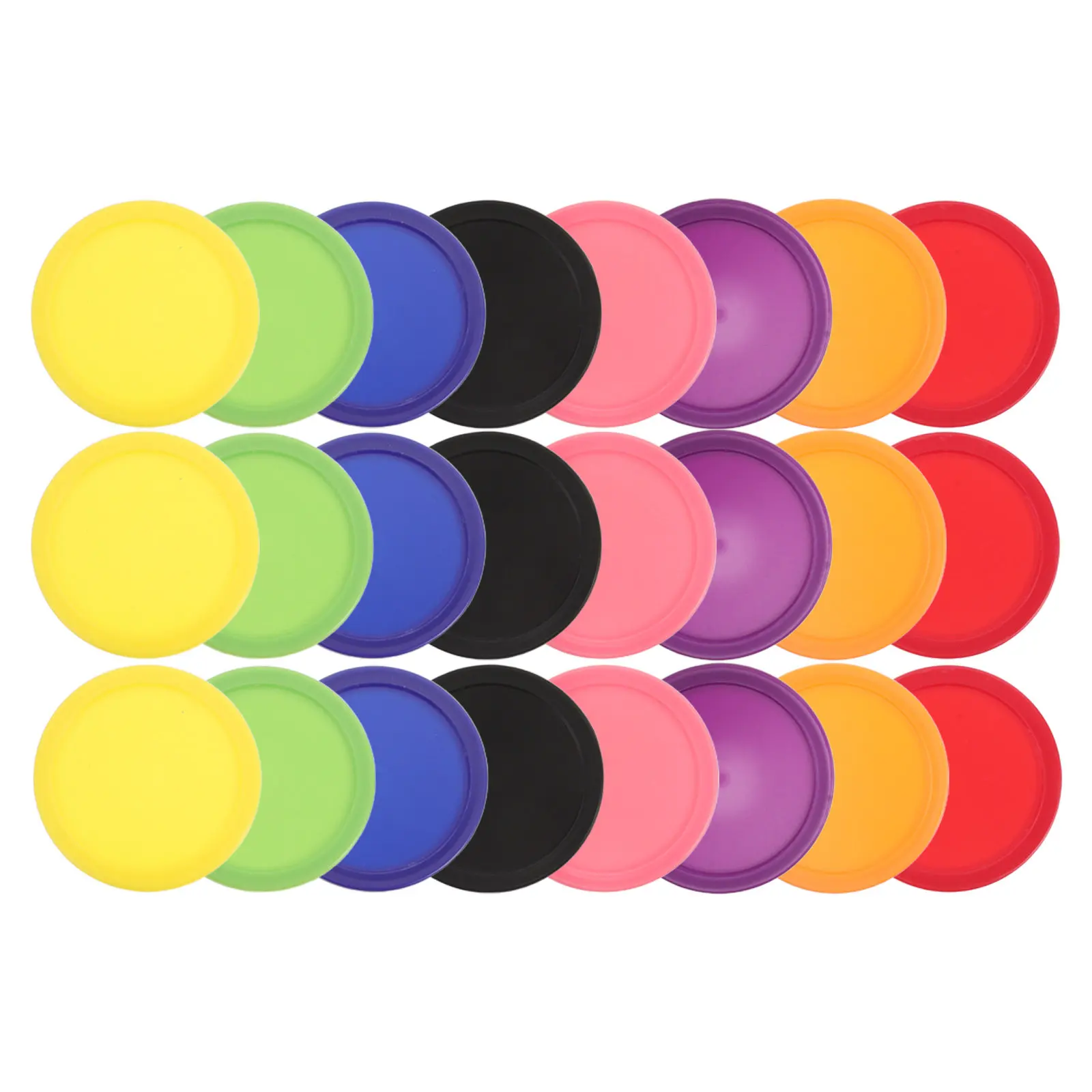 24Pcs Air Hockey Pucks 64Mm Red Black Orange Light Green Blue Purple Yellow Pink Heavy Replacement Pucks for Air Hockey Table