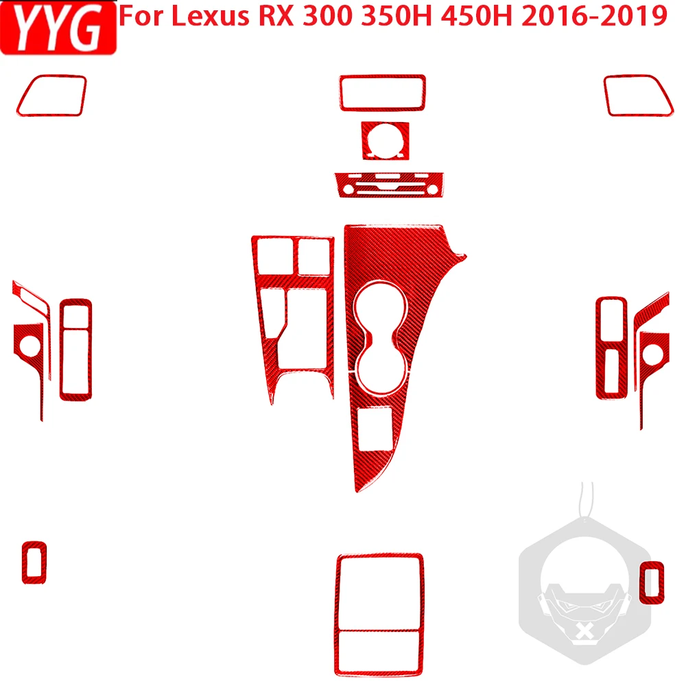 

For Lexus RX300 270 200T 450H 2016-2019 Accessories Car Red Carbon Fiber Interior Dashboard Cover Panel Trim Stickers Decoration