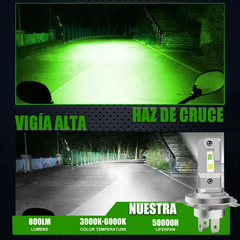 Headlight Yellow Blue White Lime LED Motorcycle Light Green Lemon Straight-Plug H4 Lamp Car LED Headlight Integrated Locomotive