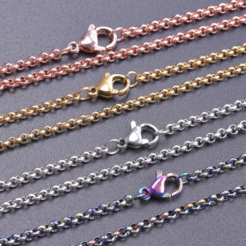 Four Color Round Pearl Chain Collier Acier Inoxidable Stainless Steel Chains For Jewelry Making Supplies DIY Necklace Bracelets