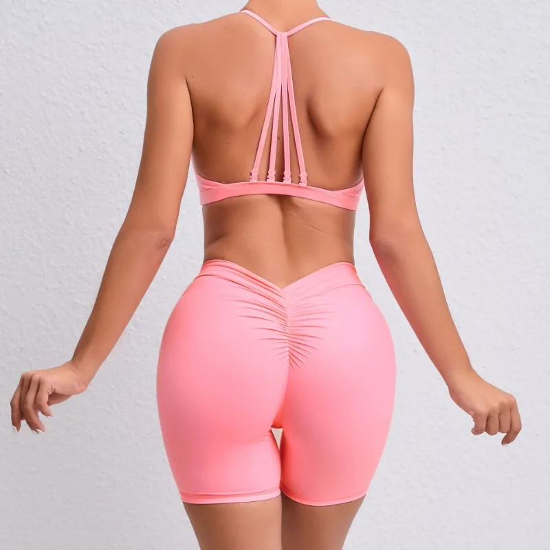 

Women's 2-Piece Yoga Sets High Waist Seamless Shorts Hip-Lifting & Backless Gym Leggings Quick Dry Workout Fitness Suits