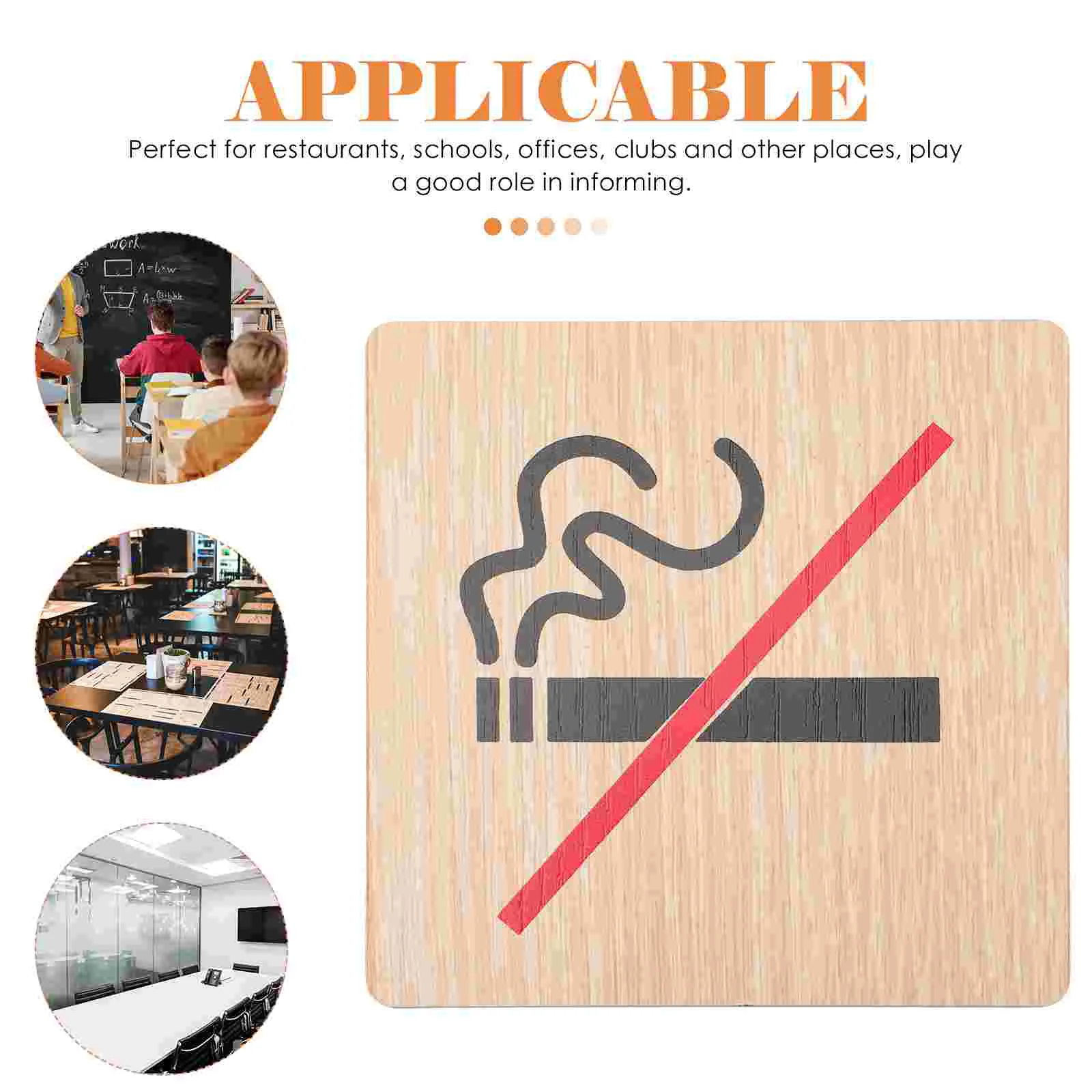 4 Pcs Fire Extinguisher No Smoking Sign Wooden Gas Station Sticker Wall Signs Doorplate Non-smoking Warning Hotel Board