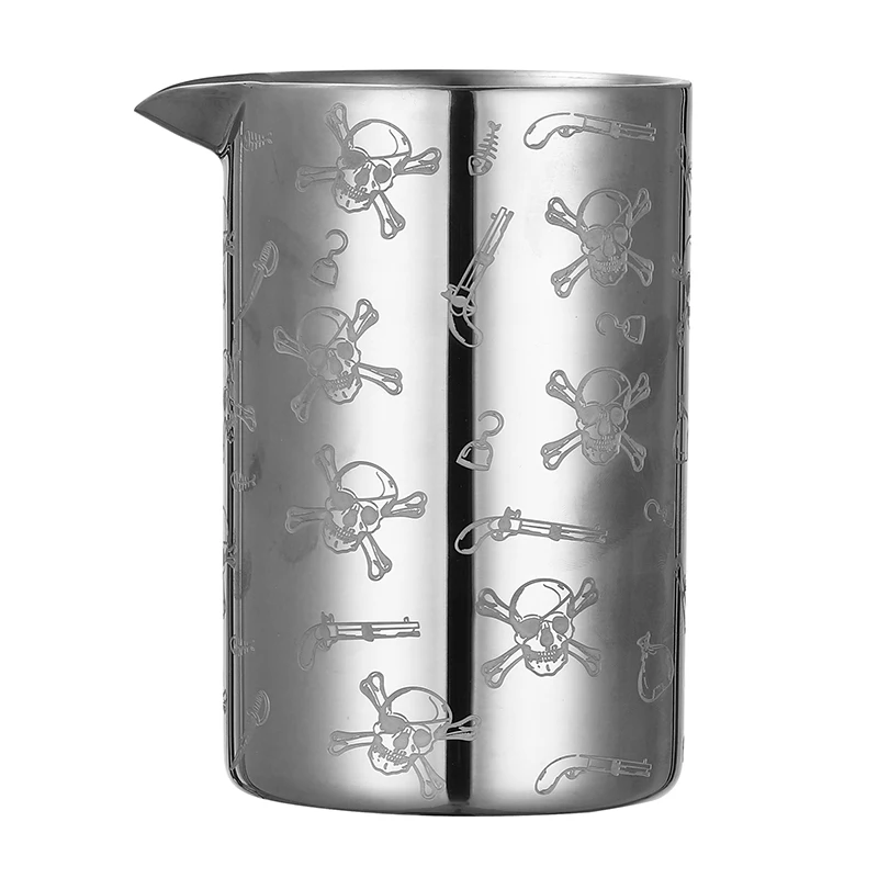 

580ml Mix Tin Cocktail Mixing Glass Etched with Spirit Pattern Double-walled and vacuum insulated for temperature consistency