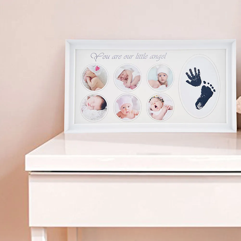 1Pcs Baby Handprint Footprint Inkpad Photo Frame DIY Creative Newborn Keepsake Picture Frame Infant Footprint Handprint Casting