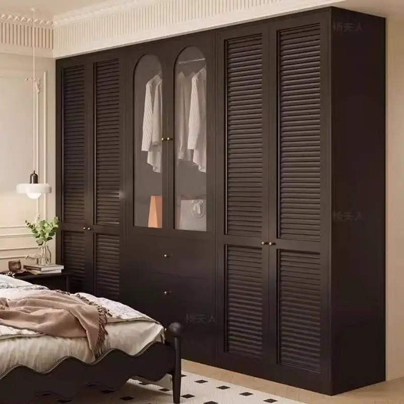 Black Design Lock Wardrobes Hanging Clothes Large Drawers Bedroom Wardrobes Storage Organizer Armadio Camera Da Letto Furniture
